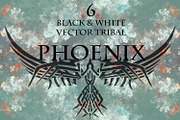 6 Phoenix B&W Tribal Tattoos Part 2, a Pattern Graphic by Natsuhisui (Thumbnail 1 of 7)