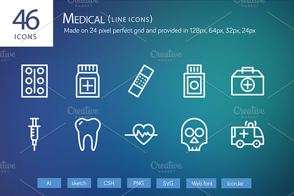 46 Medical Line Icons