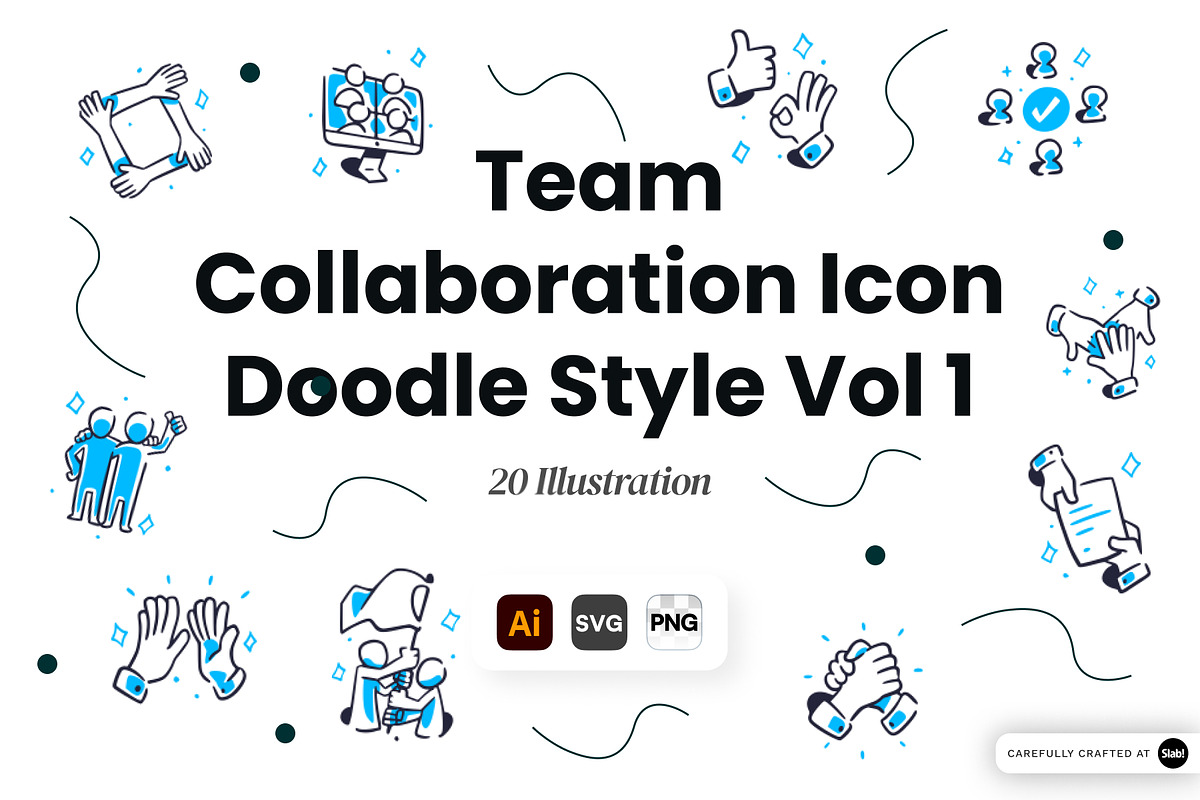 Team Collaboration Doodle Icon Set, an Object Illustration by SLAB! Design (Photo 1 of 3)