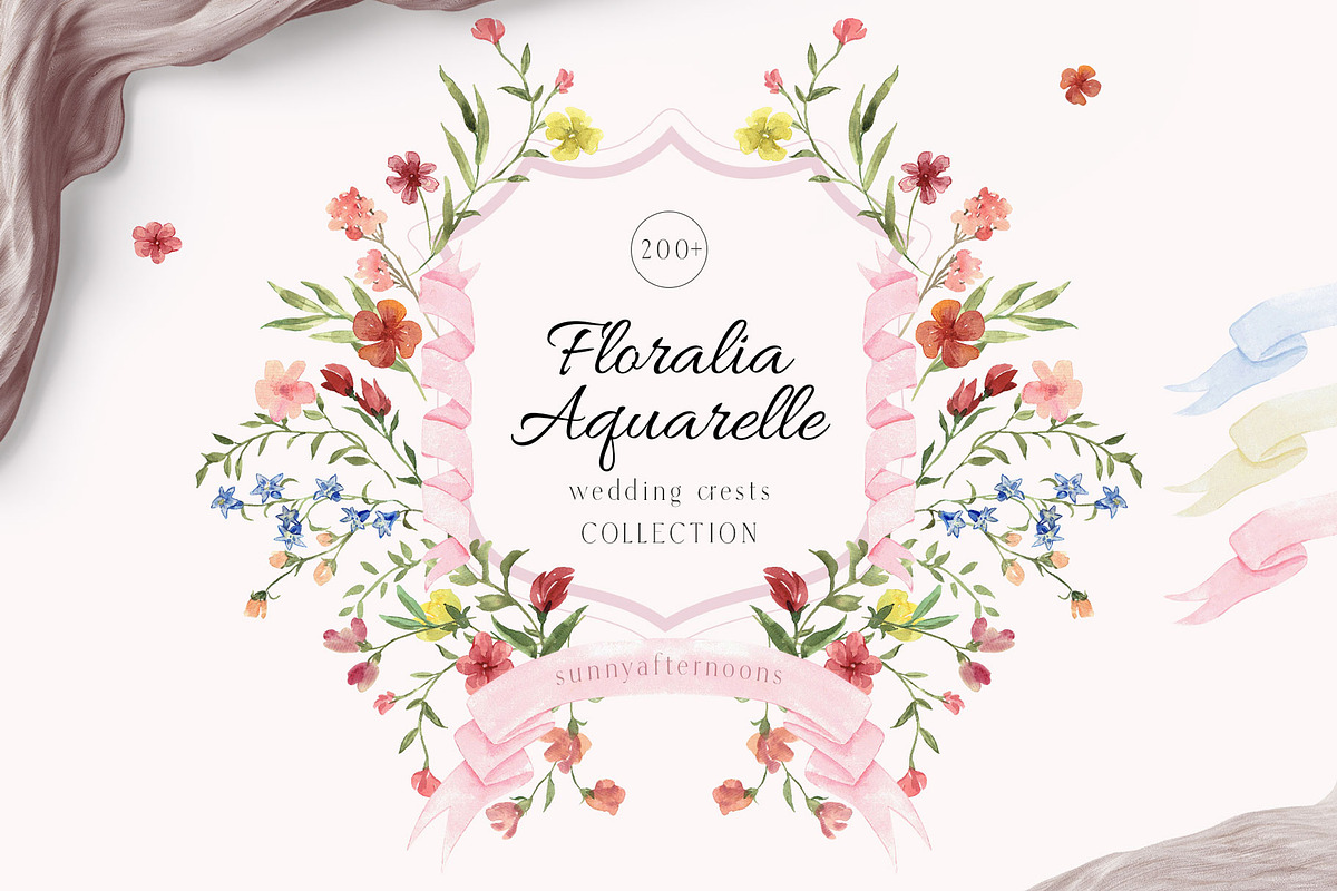 Floralia watercolor wedding crests, an Illustration by SunnyAfternoons (Photo 1 of 14)
