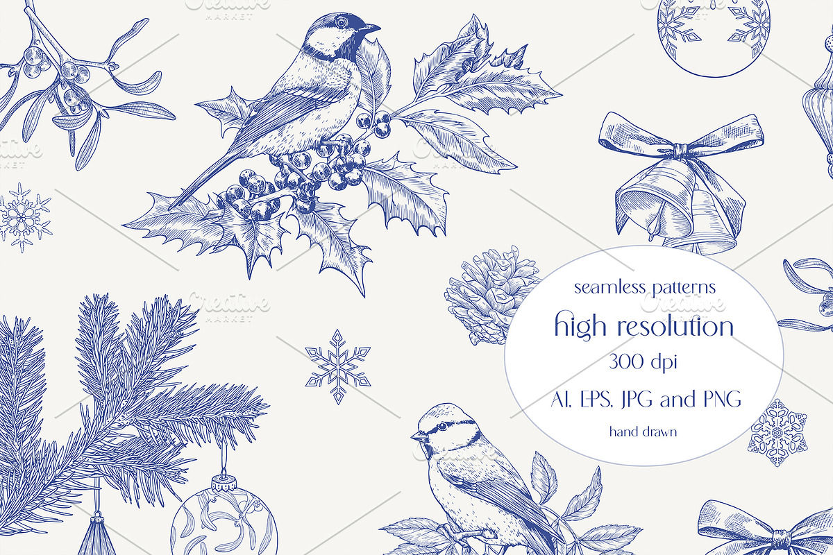 Christmas patterns Vector set Toile, a Pattern Graphic by ON_lineart_store (Photo 3 of 10)