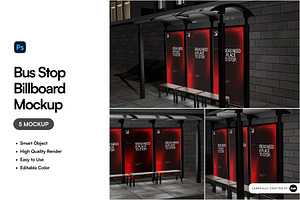 Bus Stop Billboard Mockup