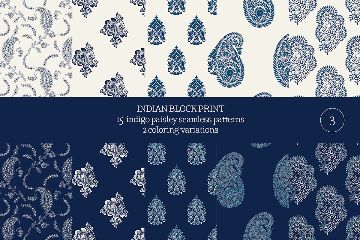 Blue Indian Block Print: Paisley, a Pattern Graphic by StabuLaRasa illustration (Photo 3 of 3)