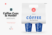 Coffee Cups and Holder Mockups Front, a Cups & Container Mockup by HelenStock (Thumbnail 1 of 9)
