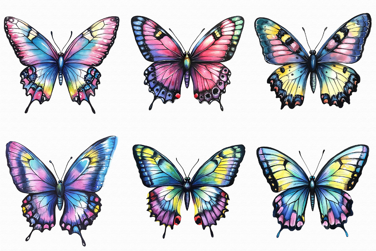 Watercolor Butterfly Clipart, an Illustration by Libby Wishes (Photo 4 of 5)