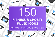 150 Fitness & Sports Filled Icons, an Outline Icon by IconBunny (Thumbnail 1 of 6)