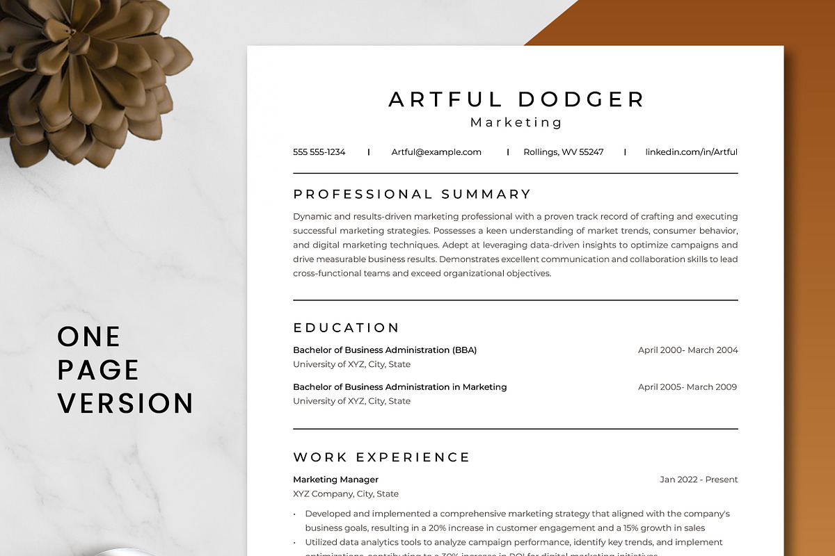 Marketing Resume Template preview 2