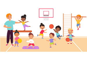 Children Trainer Teach Sport Lesson, a Person Illustration by TopVectors