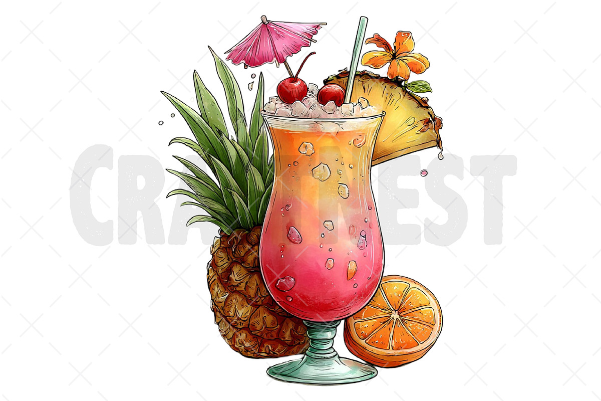 Whimsical Tropical Drink Clipart, an Illustration by Craft Nest (Photo 10 of 12)