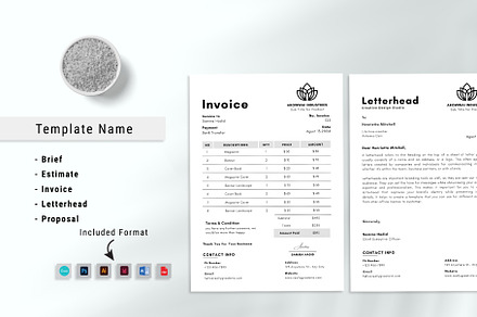 New Invoice, Letterhead, Proposal, a Flyer Template by MNT-Creator