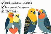 Lovebird Valentine Couple Clipart PN, an Illustration by Libby Wishes (Thumbnail 7 of 7)