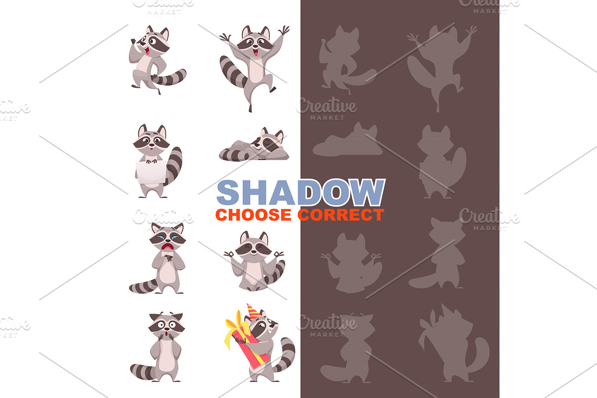 Correct shadow. racoon in different, an Animal Illustration by Onyx
