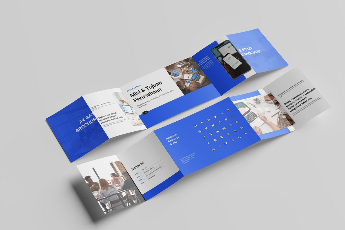 A4 Gate Fold Brochure Mockup This it, a Books & Magazine Mockup by Tokobeta