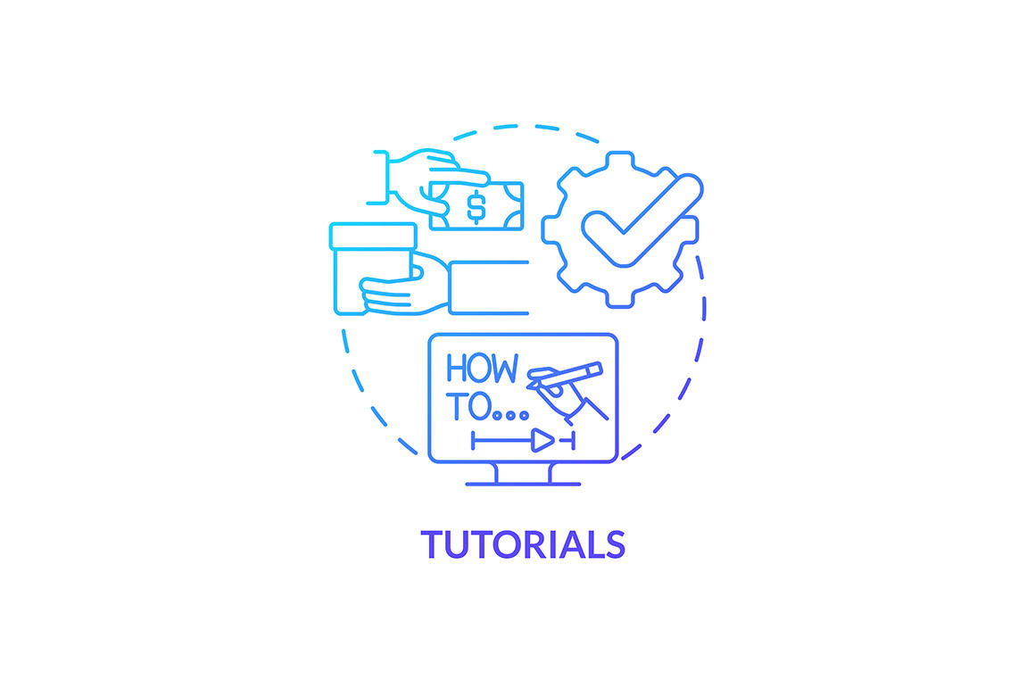 Tutorials blue gradient concept icon, an Icon by IMG Visuals
