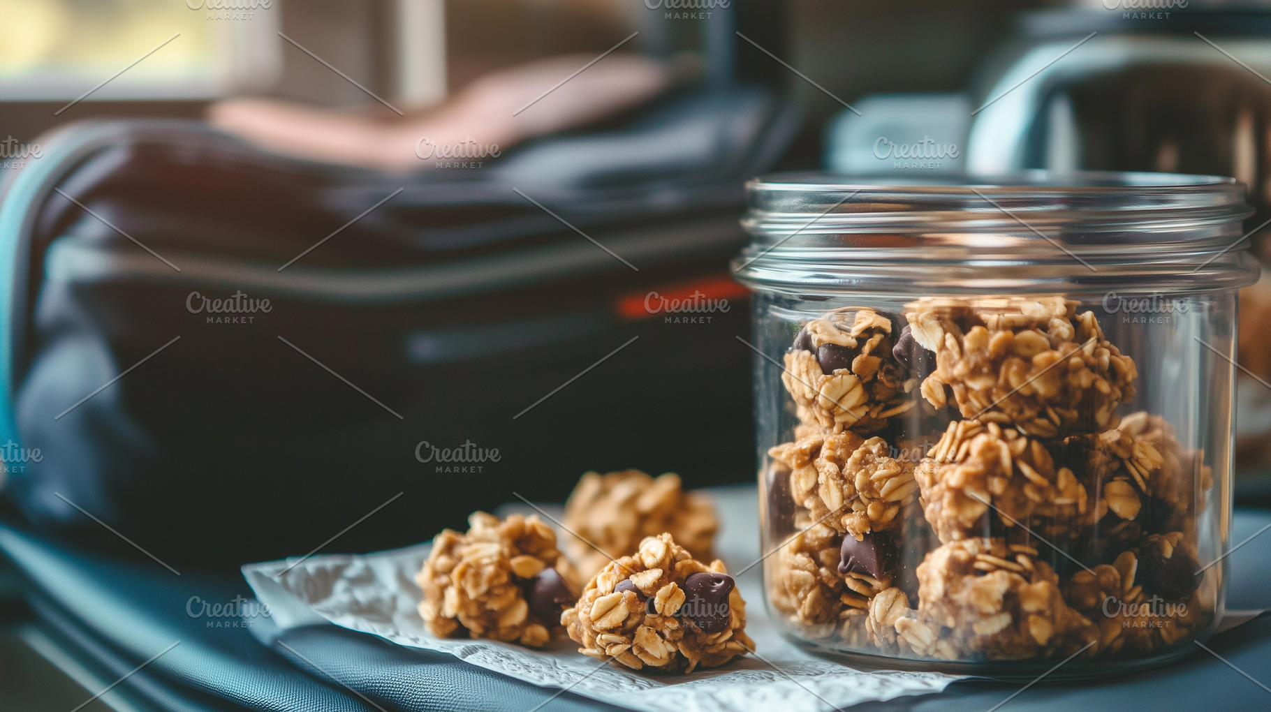 Homemade energy bites with oats, nut, a Food & Drink Photo by MistyDay