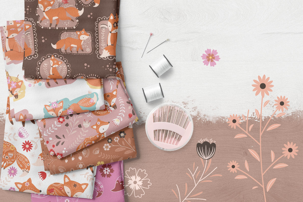 Cute Folk Fox Seamless Patterns