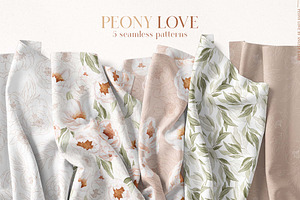 Peony Love Watercolor Patterns