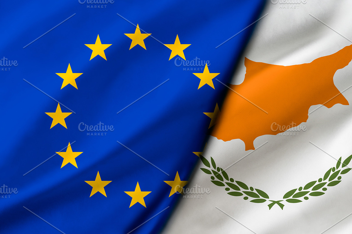 European Union and Cyprus Flags Split Composition, an Object Illustration by Davizro's Market