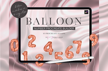 Balloon Number Procreate Builder Set, a Brush Add-On by My Fancy Design Shop