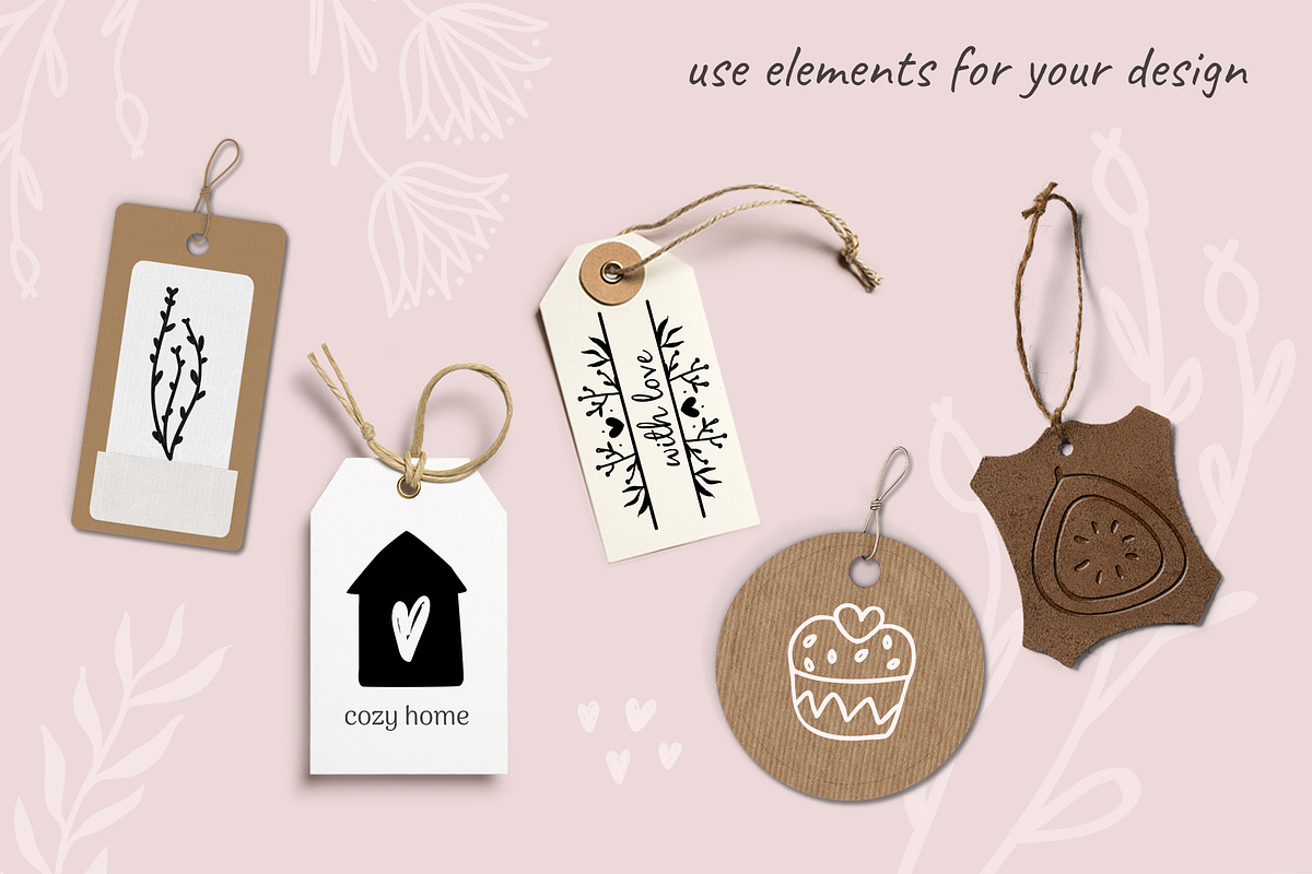 100 hand drawn elements, an Illustration by Cozy pattern shop (Photo 6 of 7)