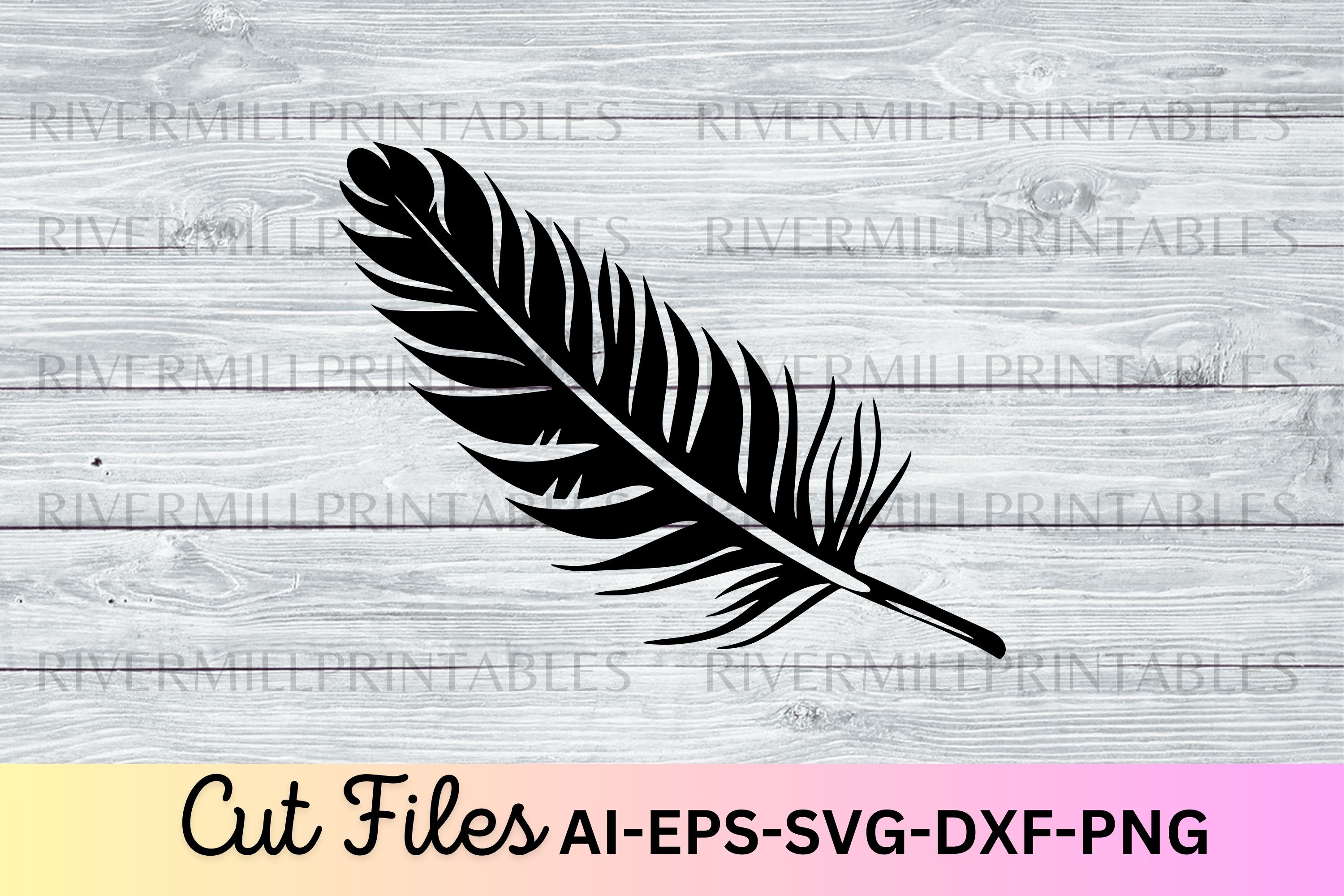 Feather SVG EPS Cut File, a Decorative Illustration by Rivermill Printables