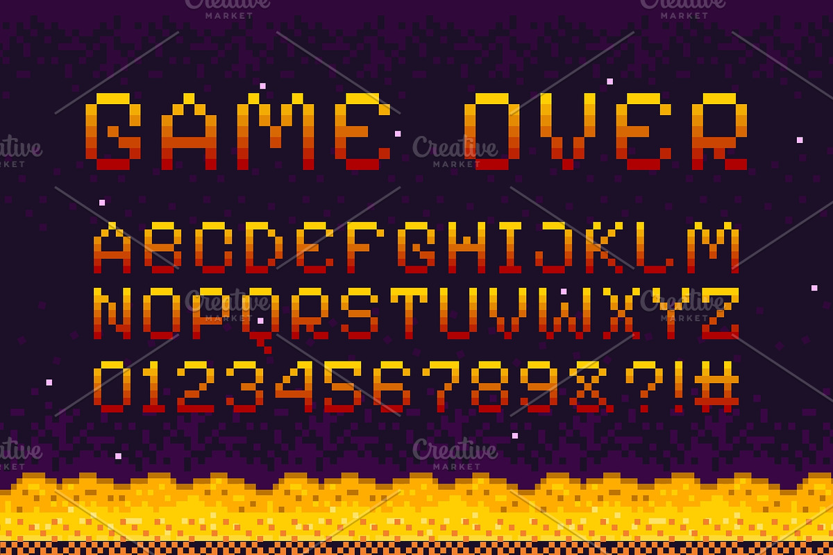 Game over pixel font. 8bit arcade, an Object Illustration by Stock-Smart-Start (Photo 2 of 3)