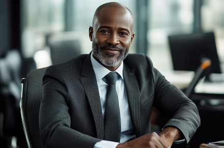 Corporate manager in a black suit, a Photo by Pavel_design