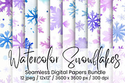 Watercolor Snowflakes Seamless, an Illustration by Mashimara (Thumbnail 1 of 4)
