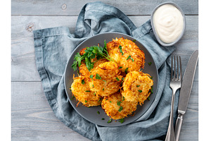 Potatoes pancakes latkes, flapjacks, a Food & Drink Photo by Fascinadora
