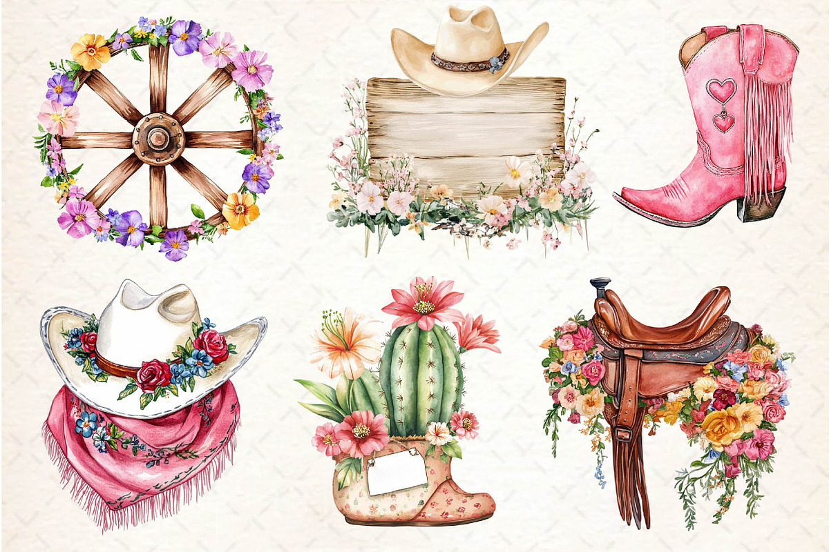 Western Mothers Day Cowgirl Clipart, an Illustration by Dream Creation (Photo 3 of 6)