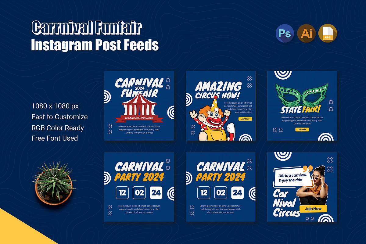 Carnival Funfair Instagram Post, a Social Media Template by Esensifiksi.studio