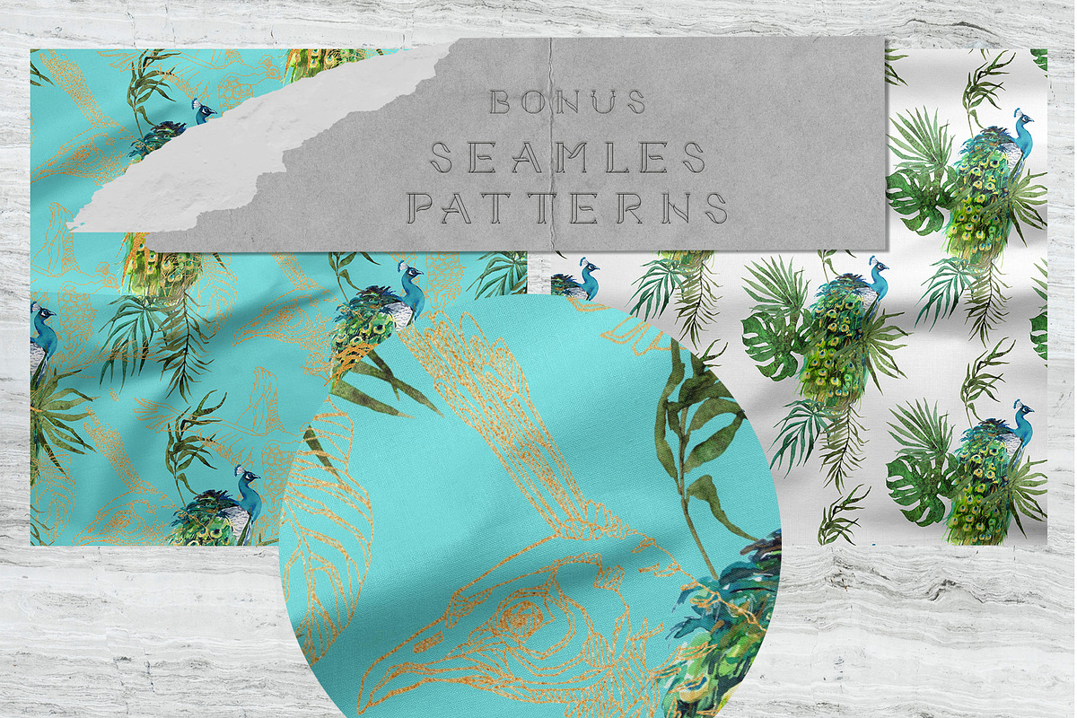 Peacock Blue Watercolor Collection, a Texture Illustration by Cat In Colour (Photo 10 of 10)