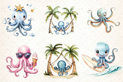 Summer Beach Octopus Sublimation, an Illustration by DreamCafeArt (Thumbnail 3 of 3)