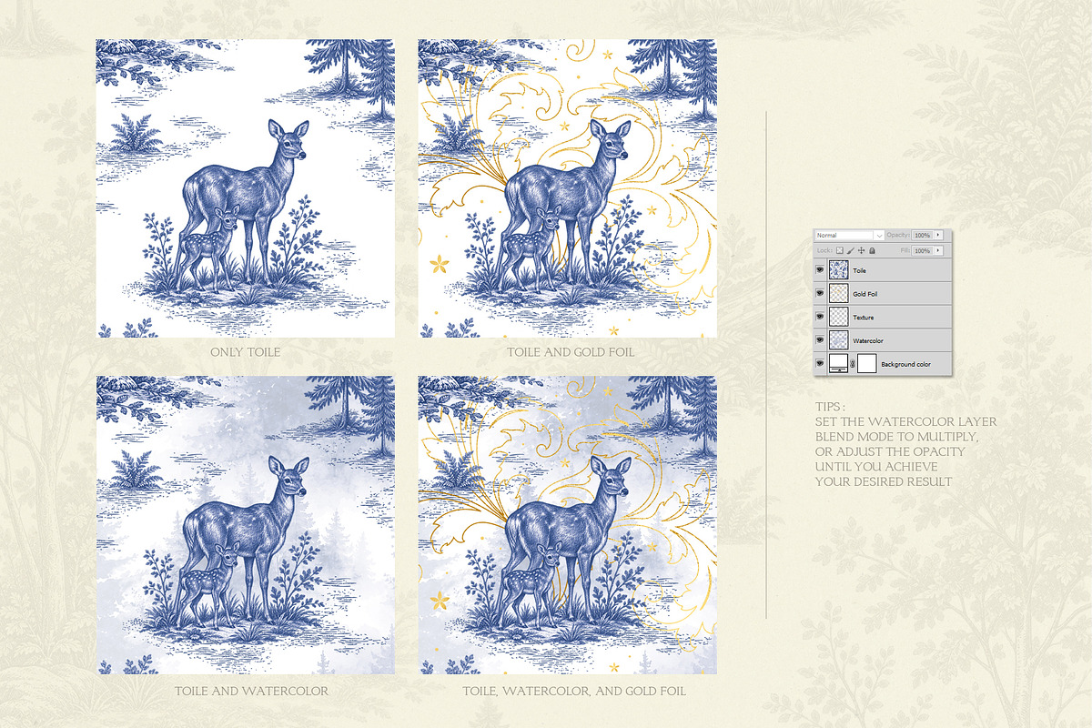 Toile Watercolor Gold - Woodland, a Pattern Graphic by Euonia Meraki (Photo 6 of 12)