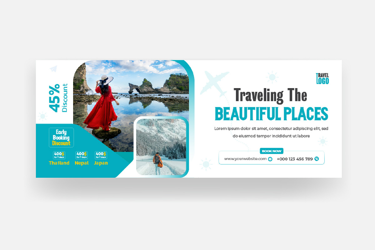 Holiday travel agency Facebook cover, a Social Media Template by Mk_Studio (Photo 4 of 10)