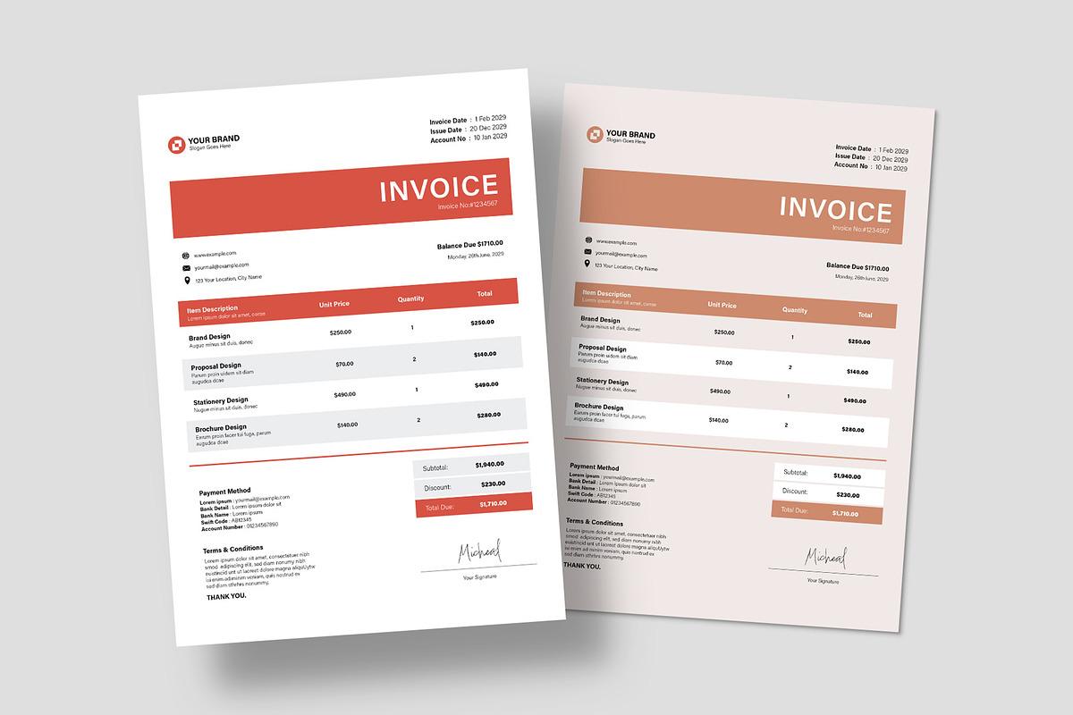 Bold Invoice Template, a Flyer Template by BrandPacks (Photo 1 of 4)