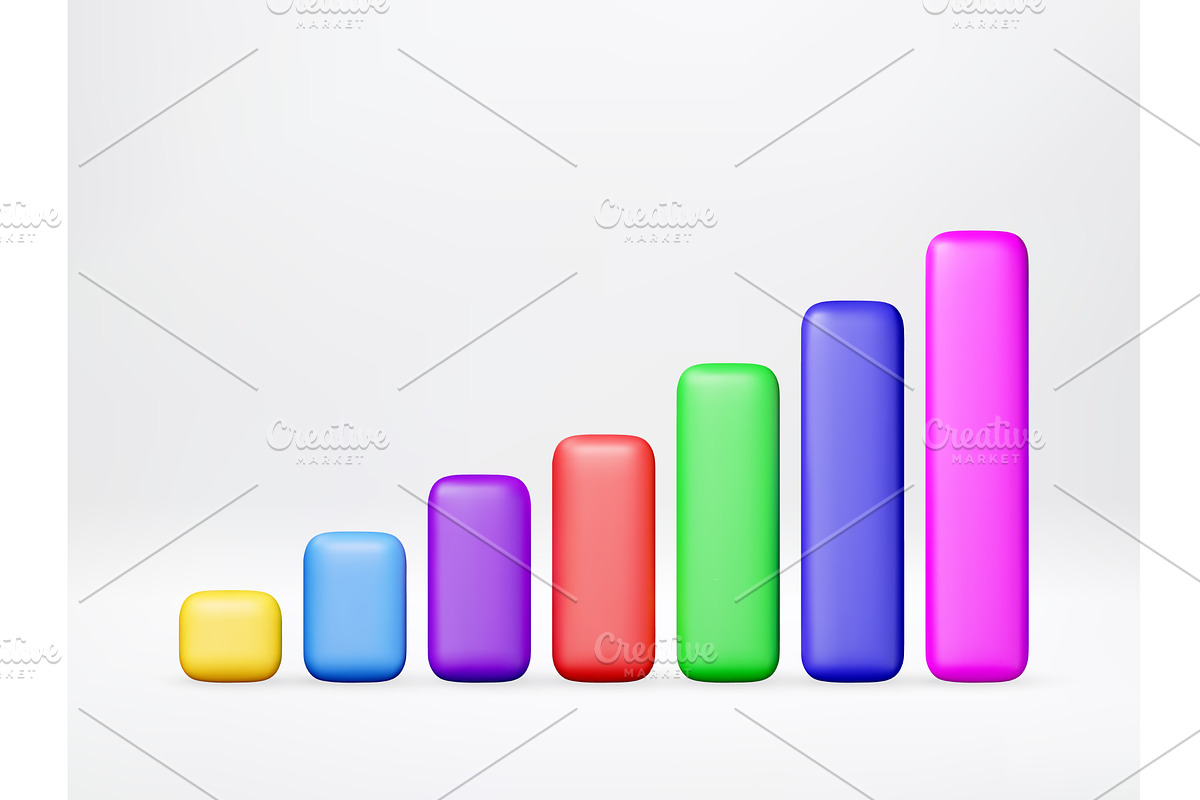 Colorful 3d bar chart showing growth, a Finance Illustration by Abscent