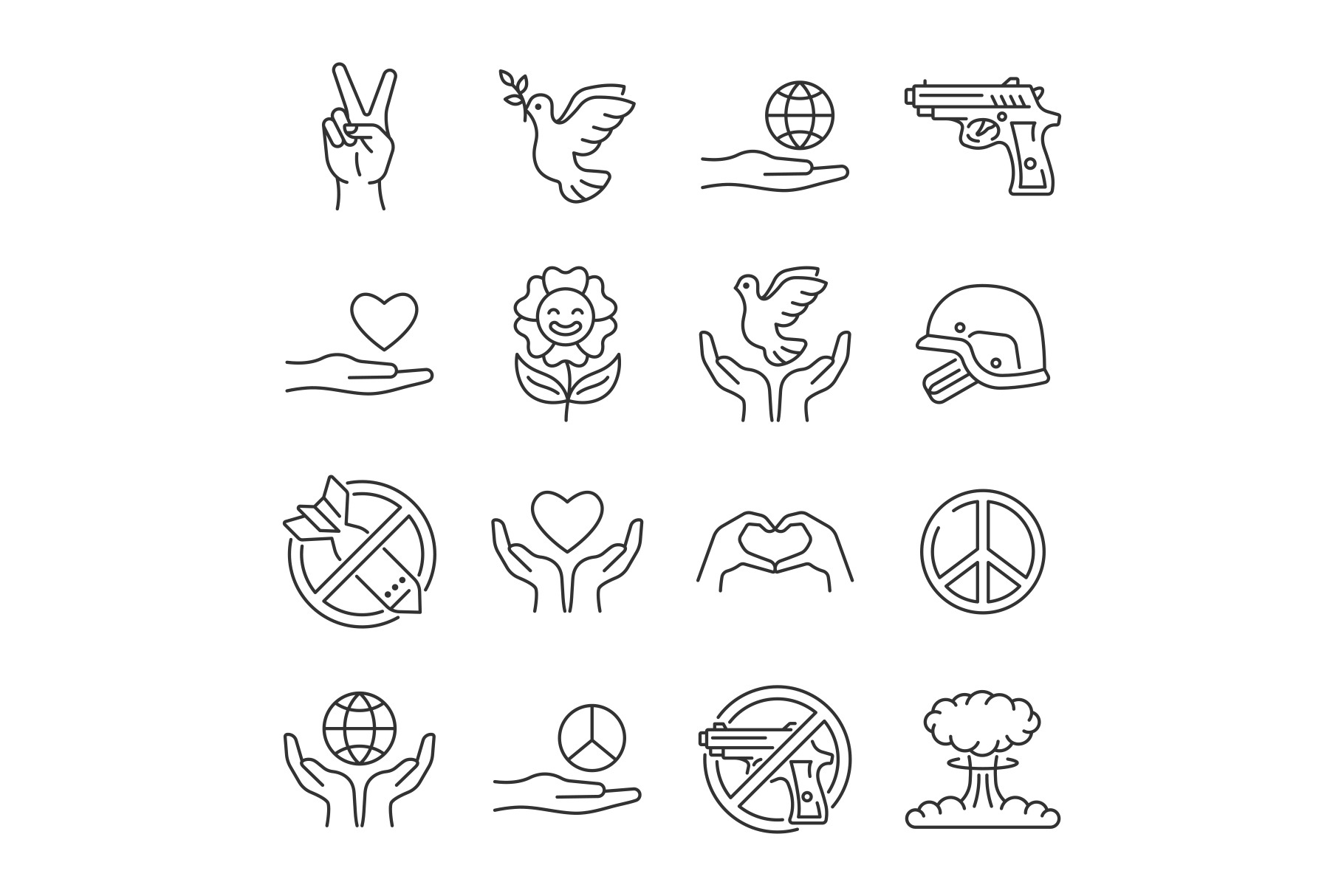Peace line icon set, an Outline Icon by ElineDesign