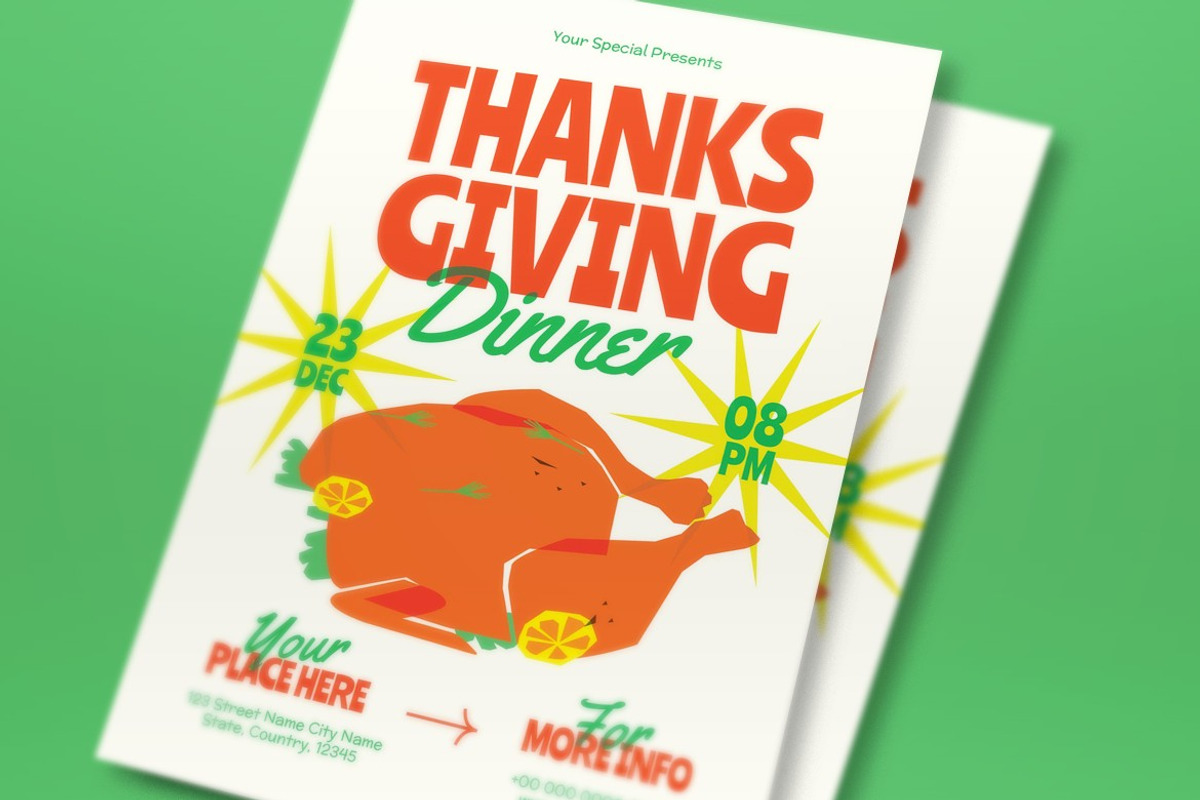 Thanksgiving Dinner Flyer, a Flyer Template by graphicook (Photo 2 of 3)