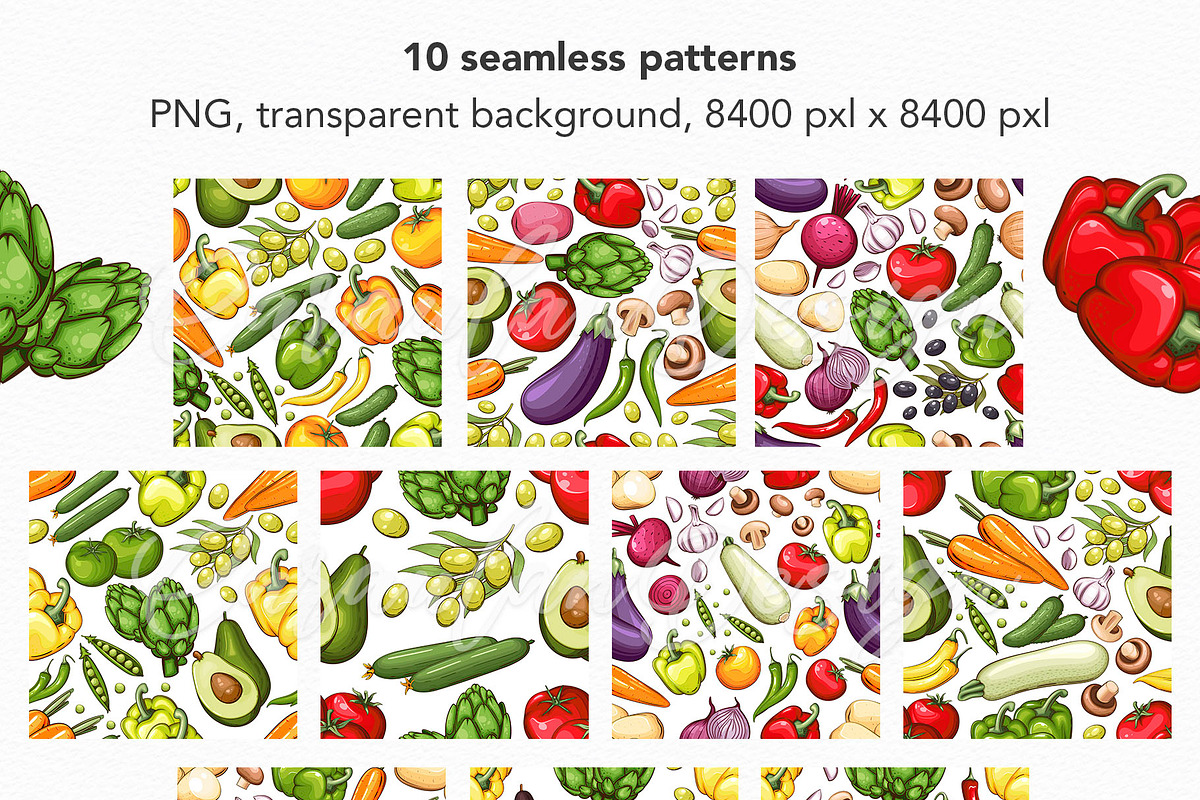 Veggies Clipart, Farmers Market Set, a Food Illustration by Serghei Caraulan (Photo 4 of 4)