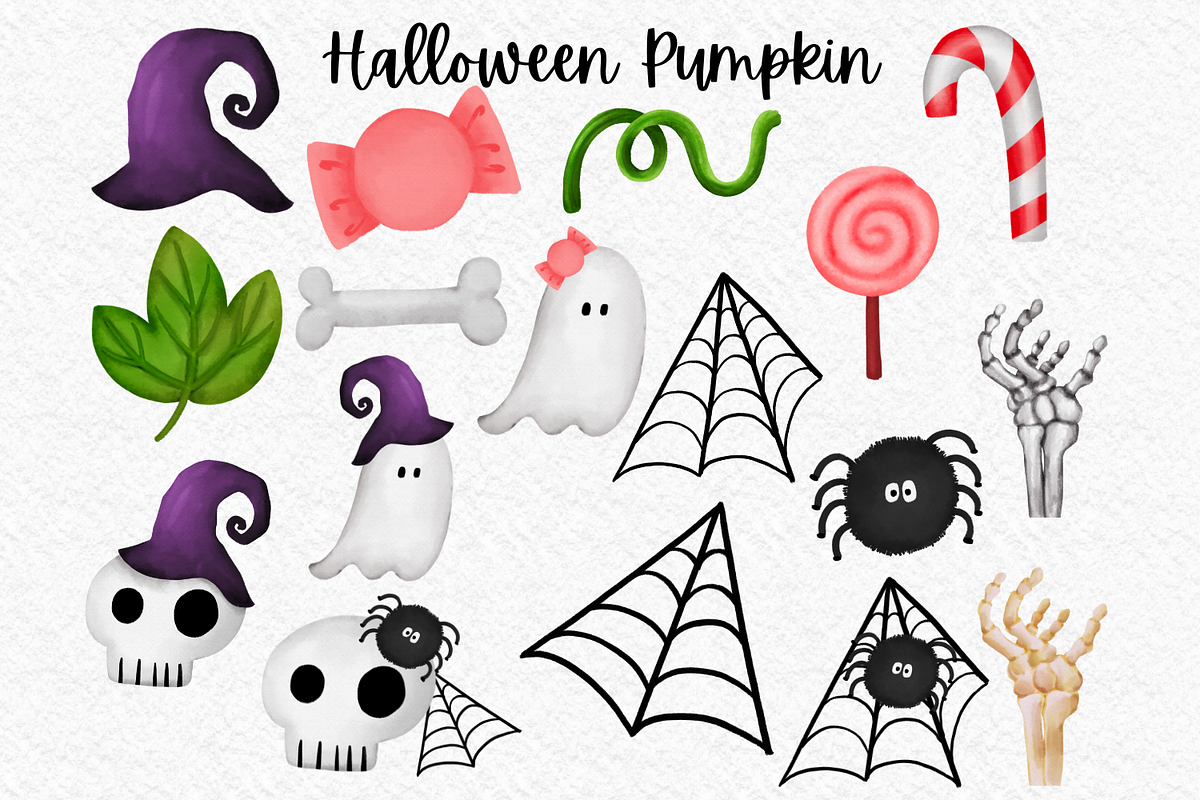 Halloween pumpkin watercolor clipart, an Illustration by AkiraVilla (Photo 4 of 10)