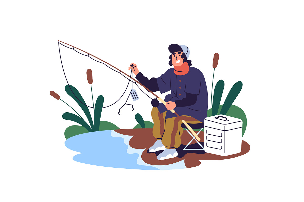 Fishermen catch fish, fishing set, a Person Illustration by PaperTrident (Photo 5 of 9)