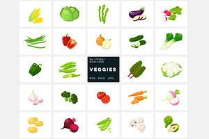 Veggies vector set, an Icon by Seavector