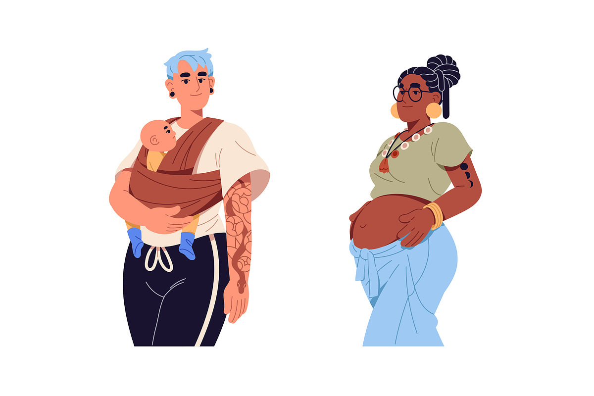 Pregnant women, moms with babies set, a Person Illustration by PaperTrident (Photo 5 of 5)