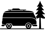 Camper Van and Pine Tree Silhouette, a Transportation Illustration by abu67222 (Thumbnail 12 of 13)