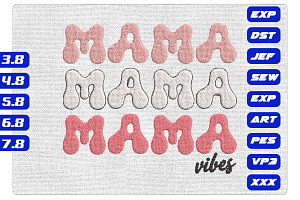 Retro Mama Vibes Stacked Embroidery, an Illustration by Purpose Ekbal