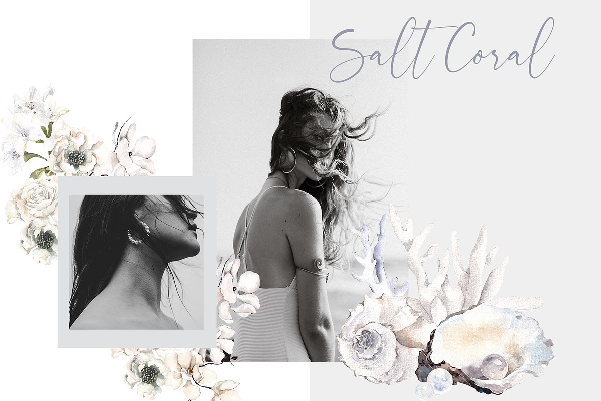 Salt Coral. Sea shell and flowers., an Object Illustration by ma_i_vi (Photo 2 of 12)
