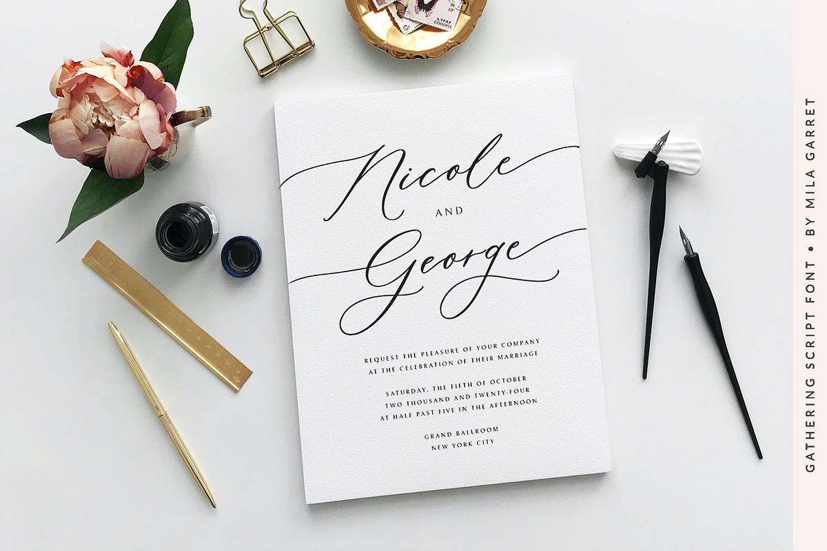 Gathering Calligraphy Wedding Script, a Script Font by Mila Garret (Photo 10 of 17)