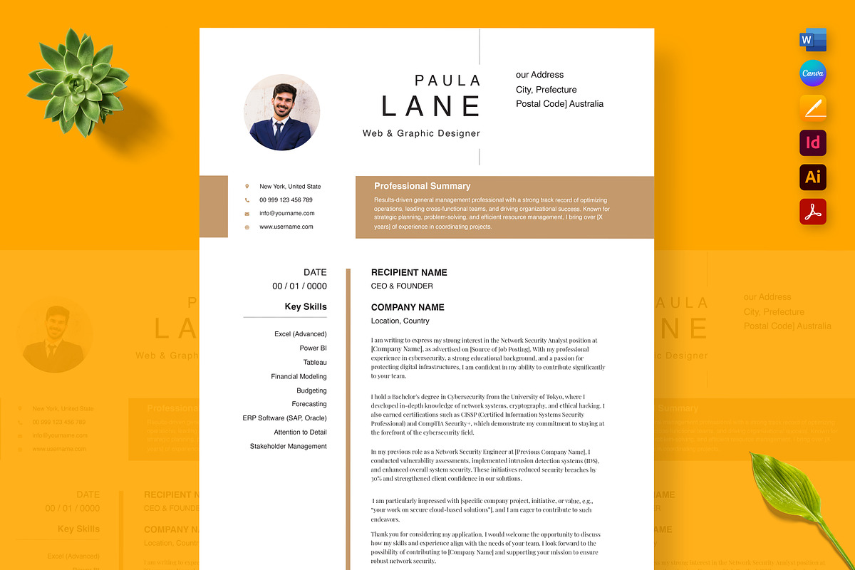 Professional Job Application Templat, a Resume Template by Nur Designer (Photo 2 of 4)