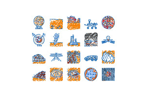 mars planet space astronomy icons, an Object Illustration by pikepicture